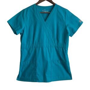 Butter Soft Women Scrub Top S Teal Medical Uniform Nurse‎ Workwear Dental Casual